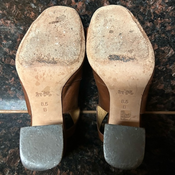 Coach Chunky Heel Brown Leather Ankle Strap Sandals Size 8.5 - Picture 7 of 12